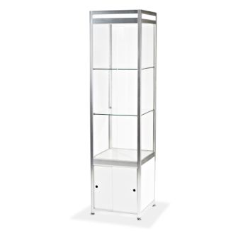 Säulenvitrine mit Unterschrank